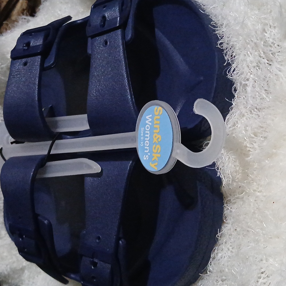 Sun and Sky Women EVA Navy Blue Slide Sandals Size 9 to 10 NWT